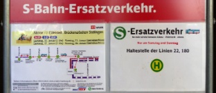 Busersatzverkehr, Hinweisschild in Stellingen